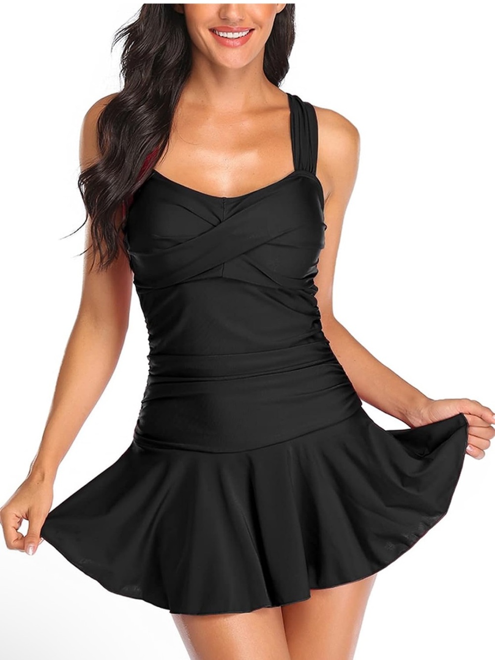 Black One-Piece Swim Dress